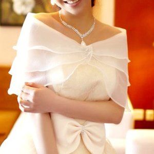 Sheer Triple Layered Wedding Shawl Wrap-Soft Chiffon Cover Up Wrap for Evening D